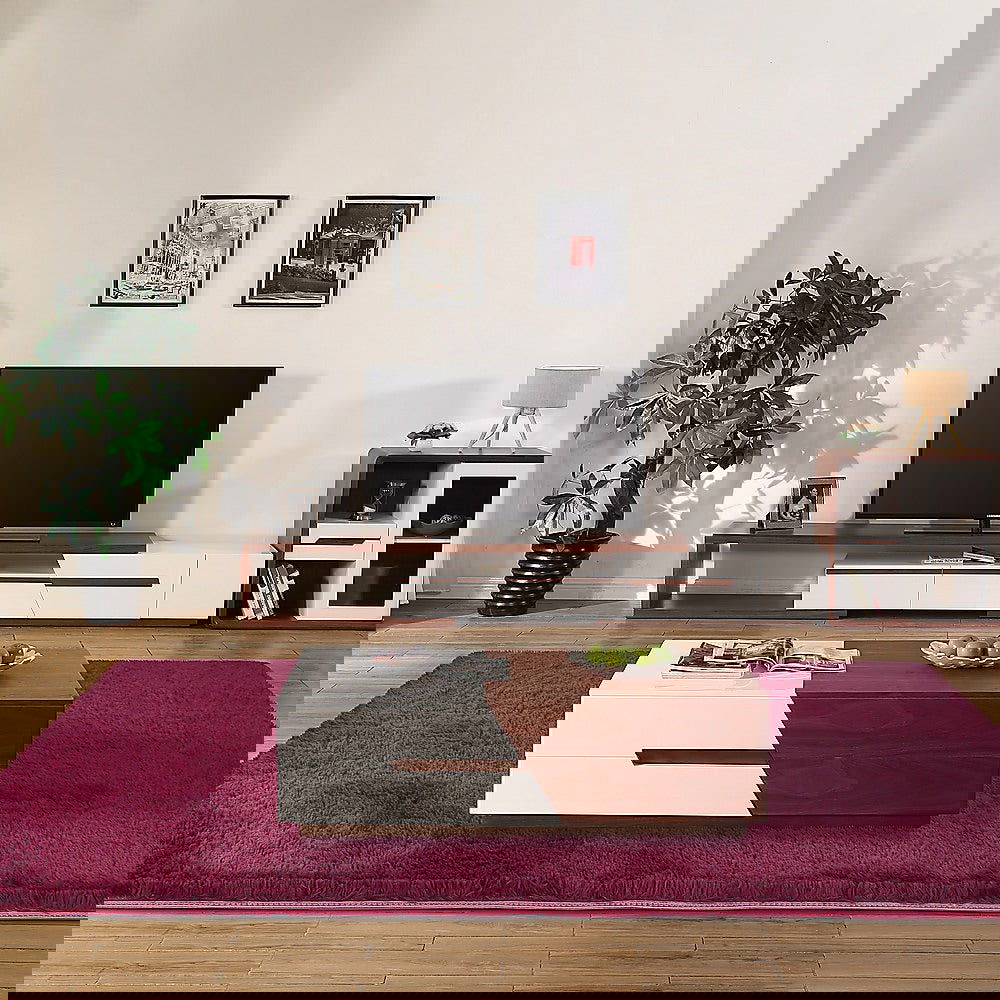 230x160cm Floor Rugs Large Shaggy Rug Area Carpet Bedroom Living Room Mat - Burgundy - Cosy Abode