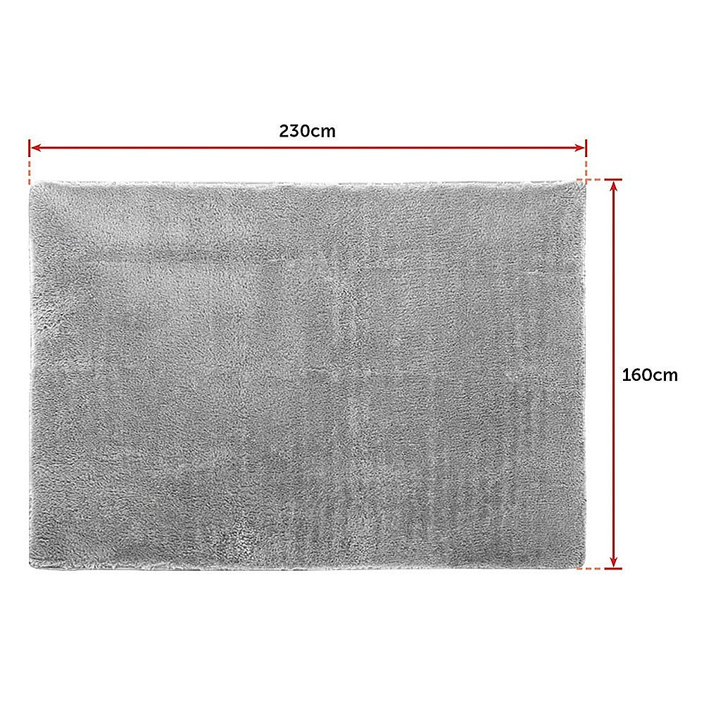 230x160cm Floor Rugs Large Shaggy Rug Area Carpet Bedroom Living Room Mat - Grey - Cosy Abode
