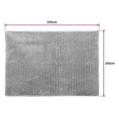 230x160cm Floor Rugs Large Shaggy Rug Area Carpet Bedroom Living Room Mat - Grey - Cosy Abode