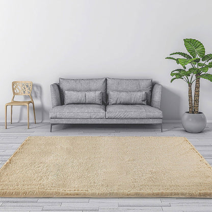 230x200cm Floor Rugs Large Shaggy Rug Area Carpet Bedroom Living Room Mat - Beige - Cosy Abode