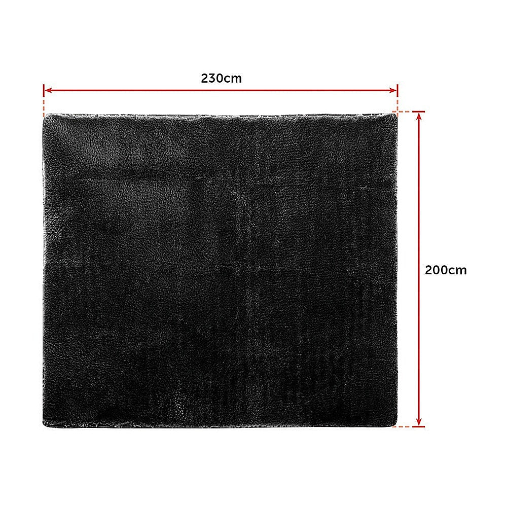 230x200cm Floor Rugs Large Shaggy Rug Area Carpet Bedroom Living Room Mat - Black - Cosy Abode