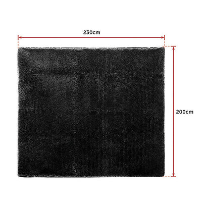230x200cm Floor Rugs Large Shaggy Rug Area Carpet Bedroom Living Room Mat - Black - Cosy Abode