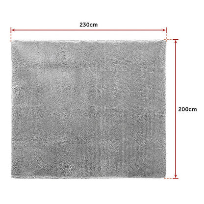 230x200cm Floor Rugs Large Shaggy Rug Area Carpet Bedroom Living Room Mat - Grey - Cosy Abode