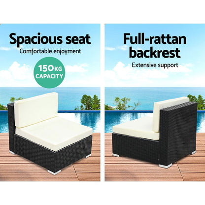 2PC Gardeon Outdoor Furniture Sofa Set Wicker Rattan Garden Lounge Chair Setting - Cosy Abode