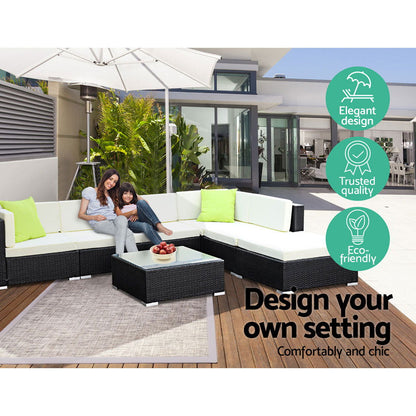2PC Gardeon Outdoor Furniture Sofa Set Wicker Rattan Garden Lounge Chair Setting - Cosy Abode