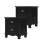 2X Bedside Table 2 Drawer Vintage Side Table Storage Cabinet Bedroom LYDIA BLACK - Cosy Abode