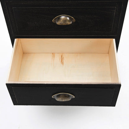 2X Bedside Table 2 Drawer Vintage Side Table Storage Cabinet Bedroom LYDIA BLACK - Cosy Abode