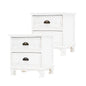 2X Bedside Table 2 Drawer Vintage Side Table Storage Cabinet Bedroom LYDIA WHITE - Cosy Abode