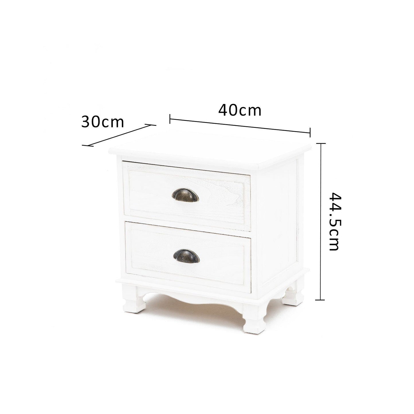 2X Bedside Table 2 Drawer Vintage Side Table Storage Cabinet Bedroom LYDIA WHITE - Cosy Abode