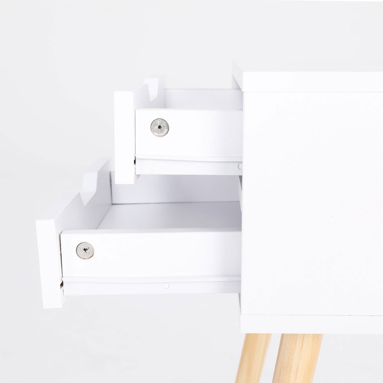 2X Bedside Table 2 Drawer Wood Leg Storage Cabinet Nightstand SUZY WHITE - Cosy Abode