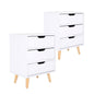 2X Bedside Table 3 Drawer Wood Leg Storage Cabinet Nightstand LACY WHITE - Cosy Abode