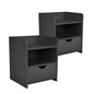 2X Bedside Table Side Storage Cabinet Nightstand Bedroom 1 Drawer 2 Shelf LARK BLACK - Cosy Abode