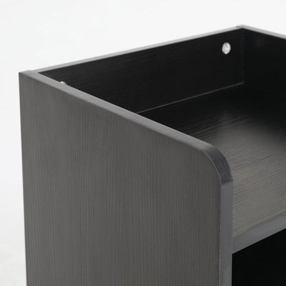 2X Bedside Table Side Storage Cabinet Nightstand Bedroom 1 Drawer 2 Shelf LARK BLACK - Cosy Abode