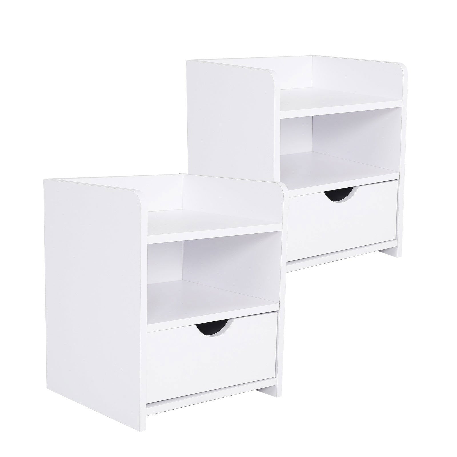 2X Bedside Table Side Storage Cabinet Nightstand Bedroom 1 Drawer 2 Shelf LARK WHITE - Cosy Abode