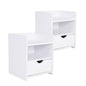 2X Bedside Table Side Storage Cabinet Nightstand Bedroom 1 Drawer 2 Shelf LARK WHITE - Cosy Abode