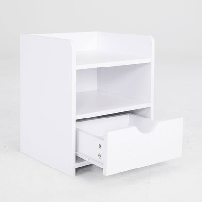 2X Bedside Table Side Storage Cabinet Nightstand Bedroom 1 Drawer 2 Shelf LARK WHITE - Cosy Abode