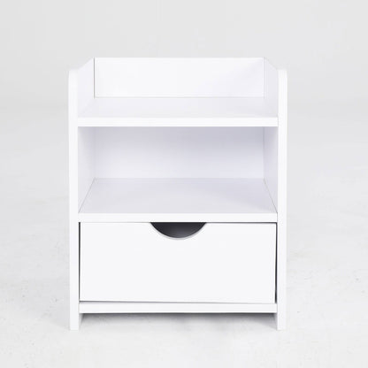 2X Bedside Table Side Storage Cabinet Nightstand Bedroom 1 Drawer 2 Shelf LARK WHITE - Cosy Abode