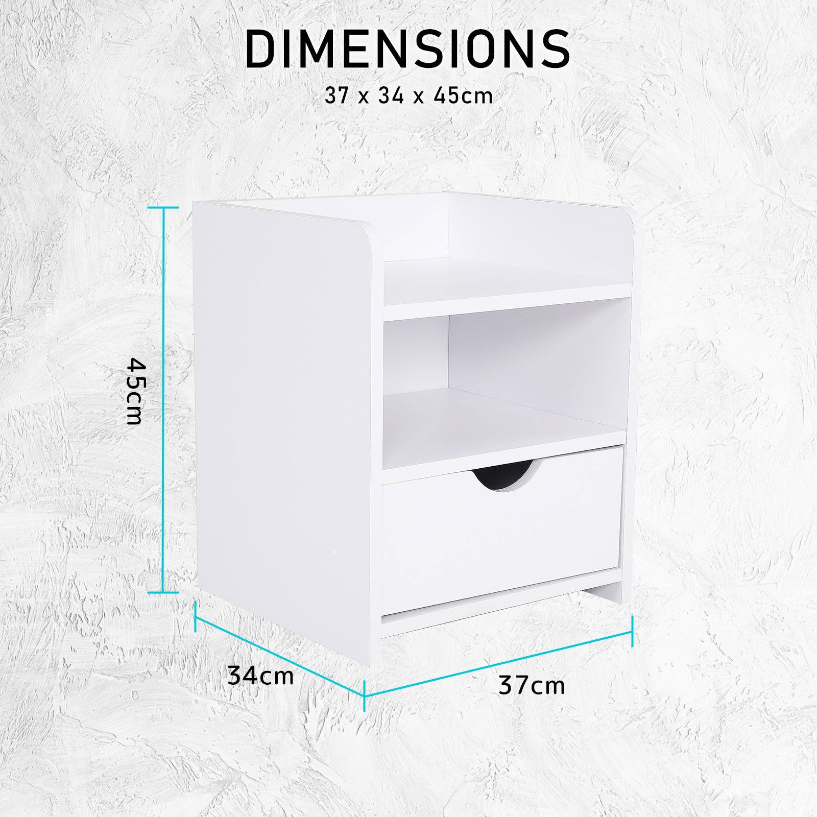 2X Bedside Table Side Storage Cabinet Nightstand Bedroom 1 Drawer 2 Shelf LARK WHITE - Cosy Abode