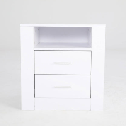2X Bedside Table Side Storage Cabinet Nightstand Bedroom 2 Drawer 1 Shelf ZURI WHITE - Cosy Abode