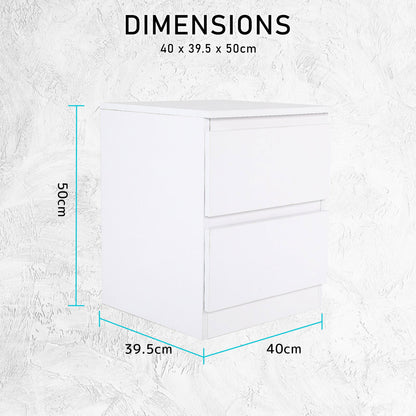 2X Bedside Table Side Storage Cabinet Nightstand Bedroom 2 Drawer JOSS BLACK - Cosy Abode