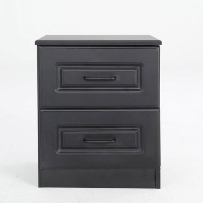 2X Bedside Table Side Storage Cabinet Nightstand Bedroom 2 Drawer KEVA BLACK - Cosy Abode