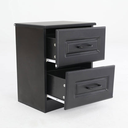 2X Bedside Table Side Storage Cabinet Nightstand Bedroom 2 Drawer KEVA BLACK - Cosy Abode