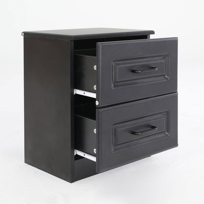 2X Bedside Table Side Storage Cabinet Nightstand Bedroom 2 Drawer KEVA BLACK - Cosy Abode