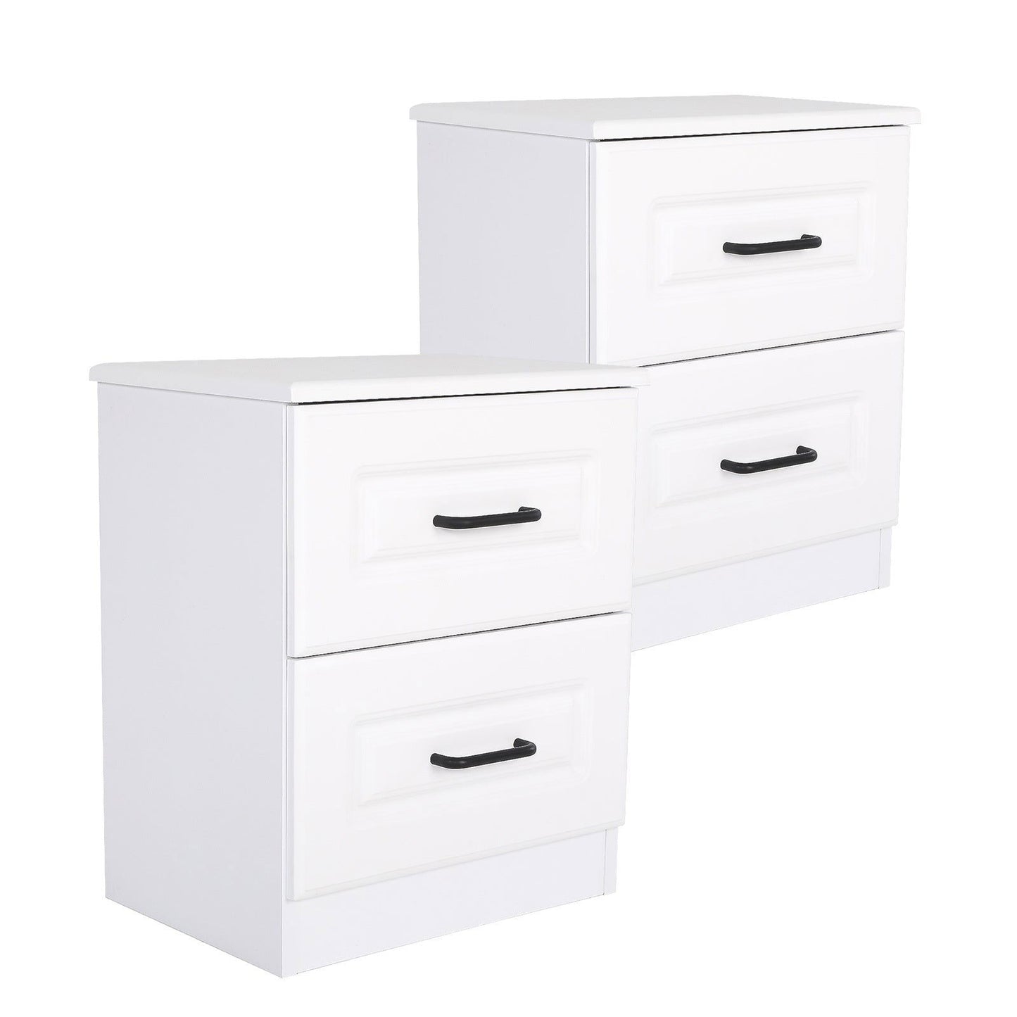 2X Bedside Table Side Storage Cabinet Nightstand Bedroom 2 Drawer KEVA WHITE - Cosy Abode