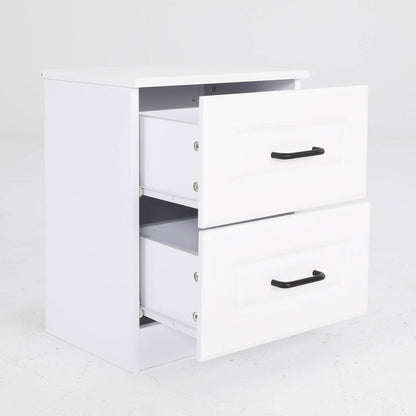 2X Bedside Table Side Storage Cabinet Nightstand Bedroom 2 Drawer KEVA WHITE - Cosy Abode