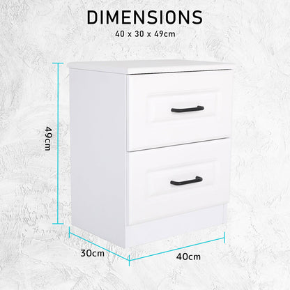2X Bedside Table Side Storage Cabinet Nightstand Bedroom 2 Drawer KEVA WHITE - Cosy Abode