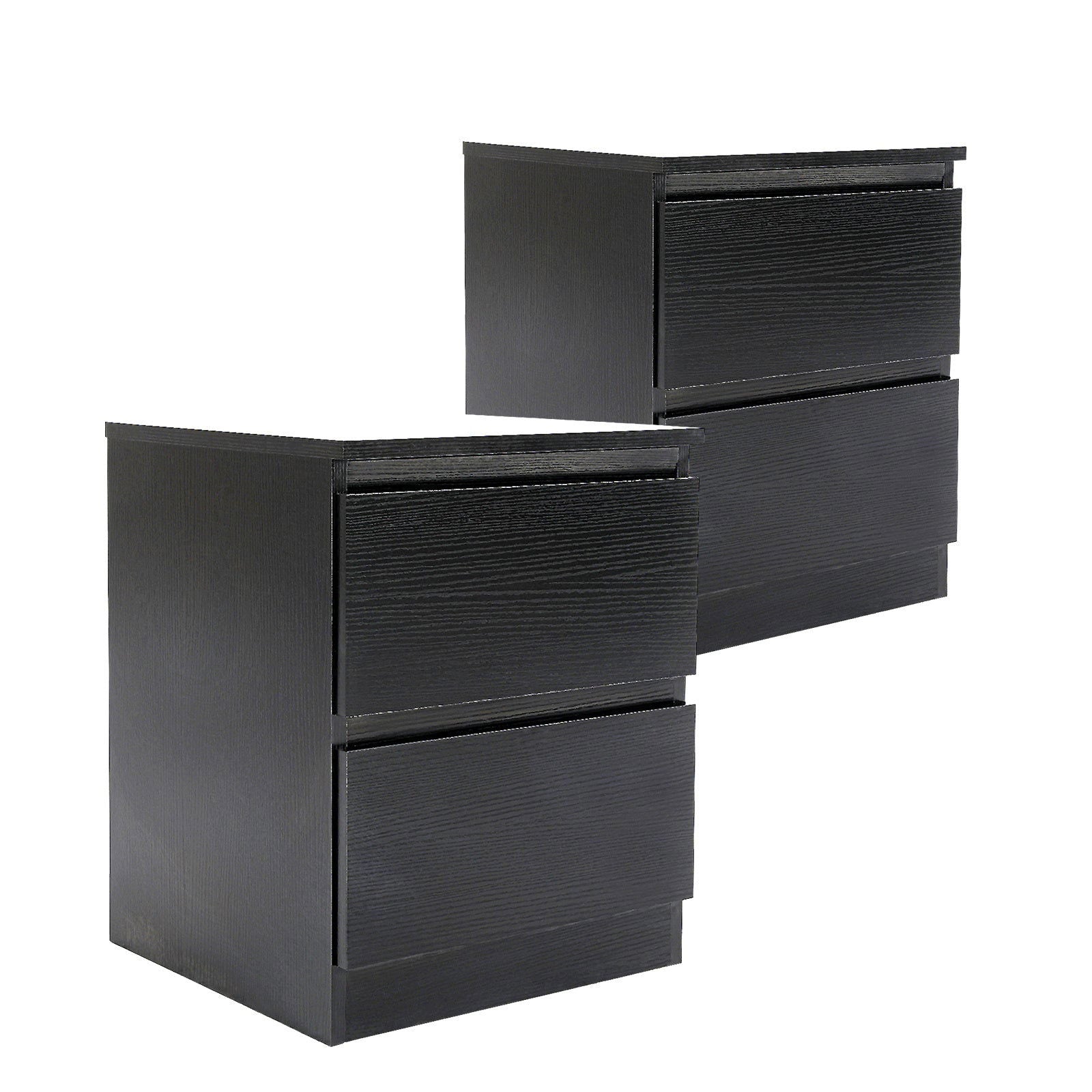 2X Bedside Tables Storage Cabinet Nightstand 2 Drawer JOSS BLACK - Cosy Abode