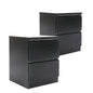 2X Bedside Tables Storage Cabinet Nightstand 2 Drawer JOSS BLACK - Cosy Abode