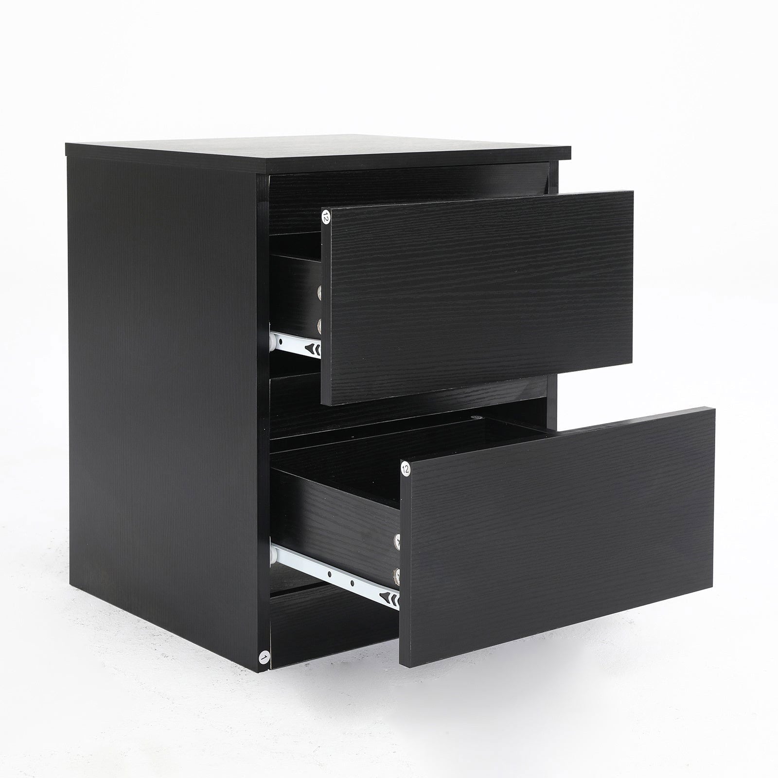 2X Bedside Tables Storage Cabinet Nightstand 2 Drawer JOSS BLACK - Cosy Abode