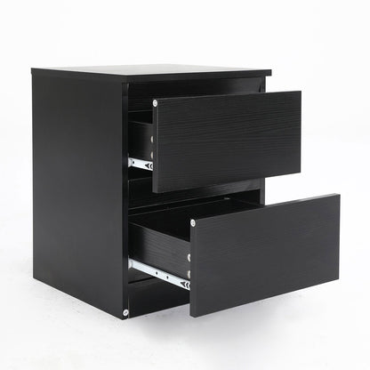 2X Bedside Tables Storage Cabinet Nightstand 2 Drawer JOSS BLACK - Cosy Abode