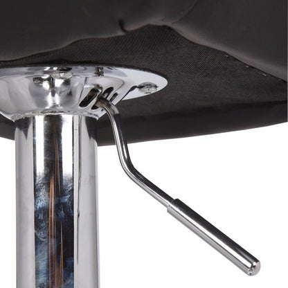 2X Black Bar Stools Faux Leather High Back Adjustable Crome Base Gas Lift Swivel Chairs - Cosy Abode