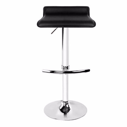 2X Black Bar Stools Faux Leather Low Back Adjustable Crome Base Gas Lift Slim Seat Swivel Chairs - Cosy Abode