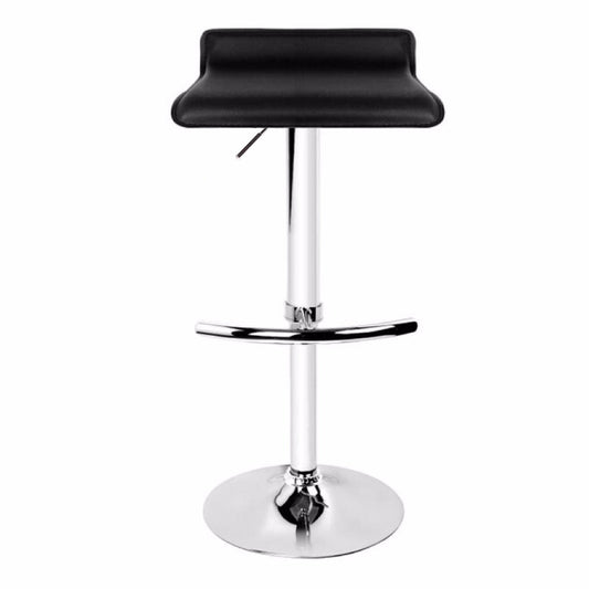 2X Black Bar Stools Faux Leather Low Back Adjustable Crome Base Gas Lift Slim Seat Swivel Chairs - Cosy Abode