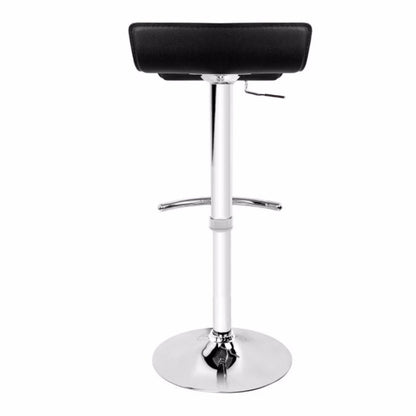 2X Black Bar Stools Faux Leather Low Back Adjustable Crome Base Gas Lift Slim Seat Swivel Chairs - Cosy Abode