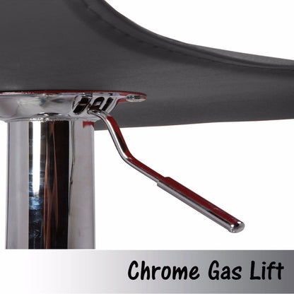 2X Black Bar Stools Faux Leather Low Back Adjustable Crome Base Gas Lift Slim Seat Swivel Chairs - Cosy Abode
