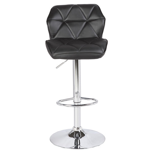 2X Black Bar Stools Faux Leather Mid High Back Adjustable Crome Base Gas Lift Swivel Chairs - Cosy Abode