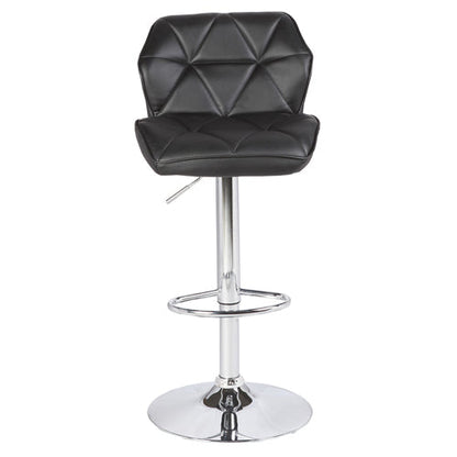 2X Black Bar Stools Faux Leather Mid High Back Adjustable Crome Base Gas Lift Swivel Chairs - Cosy Abode