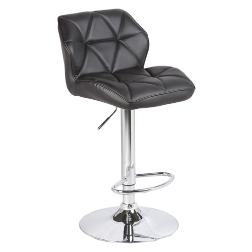 2X Black Bar Stools Faux Leather Mid High Back Adjustable Crome Base Gas Lift Swivel Chairs - Cosy Abode