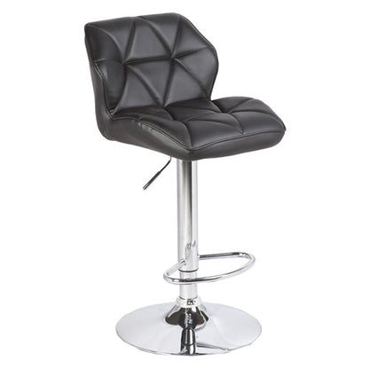 2X Black Bar Stools Faux Leather Mid High Back Adjustable Crome Base Gas Lift Swivel Chairs - Cosy Abode
