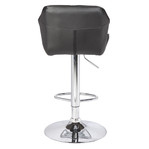 2X Black Bar Stools Faux Leather Mid High Back Adjustable Crome Base Gas Lift Swivel Chairs - Cosy Abode