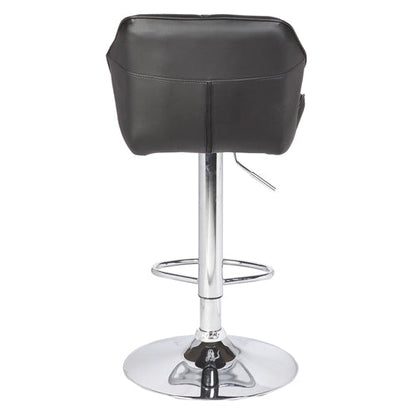 2X Black Bar Stools Faux Leather Mid High Back Adjustable Crome Base Gas Lift Swivel Chairs - Cosy Abode
