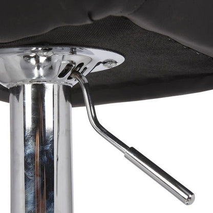 2X Black Bar Stools Faux Leather Mid High Back Adjustable Crome Base Gas Lift Swivel Chairs - Cosy Abode