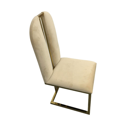 2X Dining Chair Stainless Gold Frame & Seat Beige Fabric - Cosy Abode