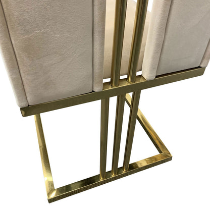 2X Dining Chair Stainless Gold Frame & Seat Beige Fabric - Cosy Abode