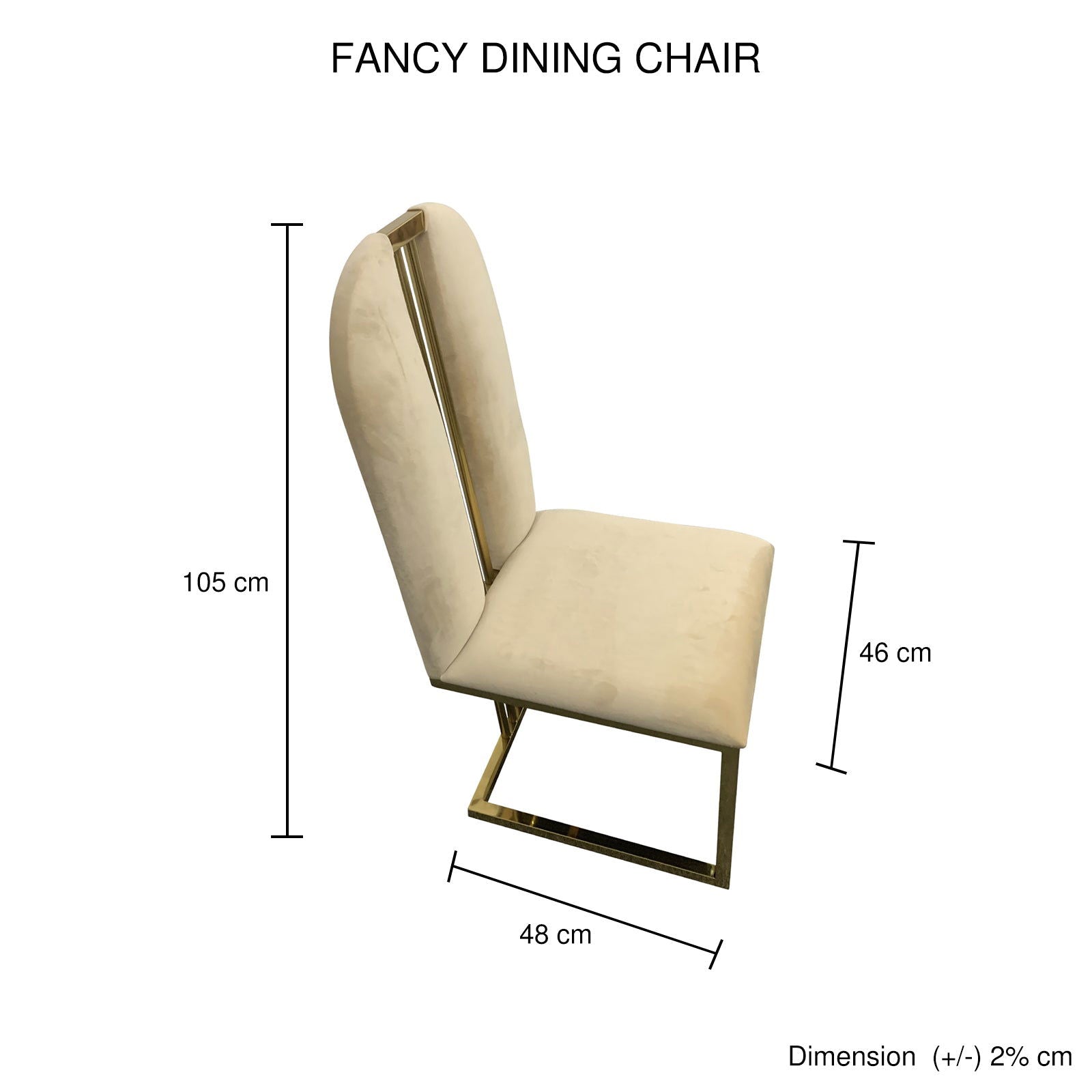 2X Dining Chair Stainless Gold Frame & Seat Beige Fabric - Cosy Abode