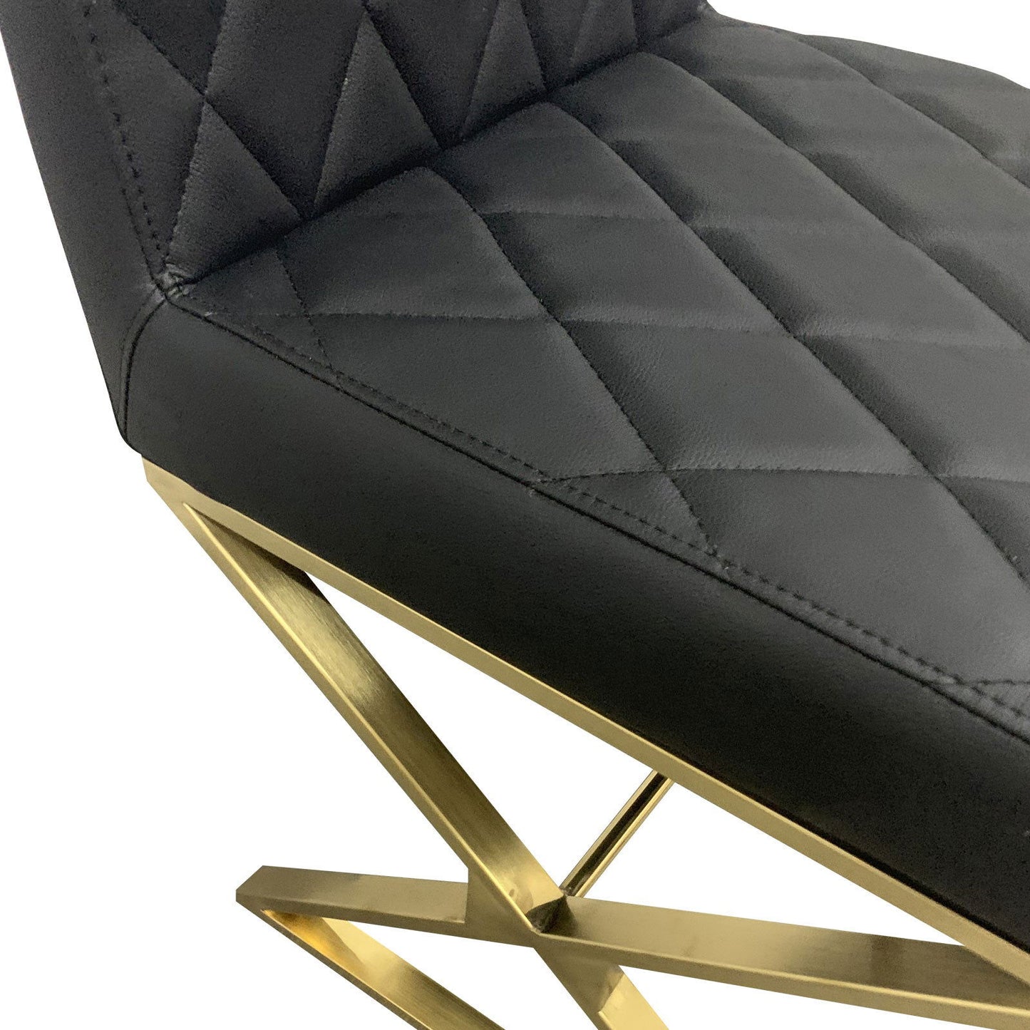 2X Dining Chair Stainless Gold Frame & Seat Black PU Leather - Cosy Abode